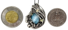 Load image into Gallery viewer, Larimar and Ethiopian Welo Opal Pendant: Sterling Silver Wire Wrap