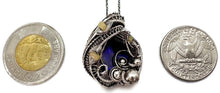 Load image into Gallery viewer, Indigo Ammolite Pendant: Ethiopian Welo Opals, Sterling Silver Wire Wrap, Fossil Jewelry - Heather Jordan Jewelry