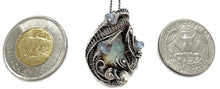 Load image into Gallery viewer, Wire-Wrapped Ethiopian Opal Pendant, Sterling Silver, Rainbow Moonstone Gemstone Jewelry - Heather Jordan Jewelry