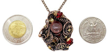Load image into Gallery viewer, Red Liquid Steampunk Sensory Pendant: Bronze Wire-Wrapped Necklace with Swarovski Crystal - Heather Jordan Jewelry