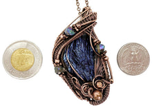 Load image into Gallery viewer, Titanium Aura Kyanite Fan Pendant: Copper Wire-Wrapped with Ti-Aura Quartz Crystals - Heather Jordan Jewelry