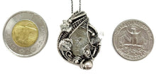 Load image into Gallery viewer, UV-Fluorescent, Mexican Hyalite Opal Wire-Wrapped Pendant in Sterling Silver with Herkimer Diamonds