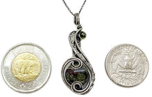 Load image into Gallery viewer, Dragon Bloodstone Pendant with Swarovski Crystal, Sterling Silver Wire Wrap