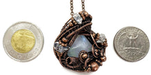 Load image into Gallery viewer, Rainbow Moonstone &amp; Herkimer Diamond Pendant: Bronze Wire Wrap Necklace - Heather Jordan Jewelry