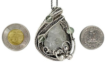 Load image into Gallery viewer, UV-Fluorescent, Mexican Hyalite Opal Wire-Wrapped Pendant in Sterling Silver with Fluorite