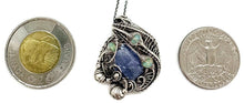 Load image into Gallery viewer, Tanzanite and Ethiopian Welo Opal Pendant: Sterling Silver Wire Wrap