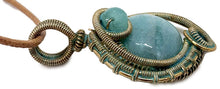 Load image into Gallery viewer, Verdigris Mini Woven Circle Gemstone Pendant in Brass