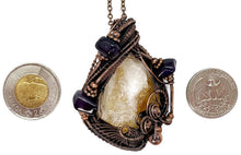 Load image into Gallery viewer, Citrine Crystal Wire Wrapped Pendant in Bronze with Amethyst Nuggets - Heather Jordan Jewelry