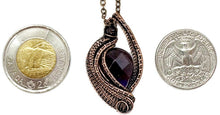 Load image into Gallery viewer, Amethyst Mini Woven Teardrop Pendant with Garnet: Bronze Wire Wrap - Heather Jordan Jewelry