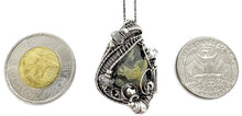 Load image into Gallery viewer, UV-Fluorescent Zincite Druzy Pendant: Sterling Silver Wire-Wrap with Herkimer Diamonds