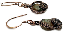 Load image into Gallery viewer, African Green Opal Steampunk Earrings in Bronze