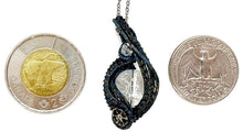 Load image into Gallery viewer, Steampunk Verdigris Crackle Quartz Pendant, Wire-Wrapped in Brass with Herkimer Diamond
