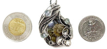 Load image into Gallery viewer, Ammonite Fossil Pendant with Aquamarine: Sterling Silver Wire Wrapped Shell Necklace - Heather Jordan Jewelry