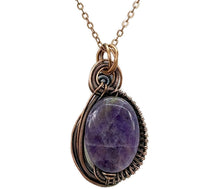 Load image into Gallery viewer, Amethyst and Bronze Necklace and Earrings Jewelry Set with Swarovski Crystal, Swish Design