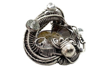 Load image into Gallery viewer, Ammonite Fossil Pendant: Sterling Silver Wire Wrapped Shell Necklace with Aquamarine - Heather Jordan Jewelry