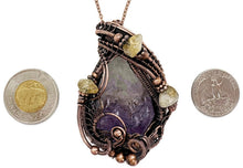 Load image into Gallery viewer, Amethyst Crystal Wire Wrapped Pendant in Bronze with Citrine Nuggets - Heather Jordan Jewelry