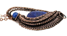 Load image into Gallery viewer, Lapis Lazuli Mini Woven Teardrop Pendant: Bronze Wire Wrap