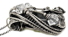 Load image into Gallery viewer, Large Moldavite Pendant Wire-Wrapped in Sterling Silver with Herkimer Diamonds - Heather Jordan Jewelry