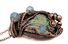 Load image into Gallery viewer, Hemimorphite Druzy Pendant: Wire-Wrapped with Green Chalcedony in Bronze - Heather Jordan Jewelry