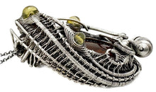 Load image into Gallery viewer, Baltic Amber Pendant with Ethiopian Opals and Two Mosquitos, Wire-Wrapped Sterling Silver Necklace