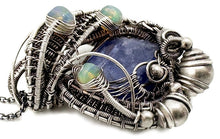 Load image into Gallery viewer, Tanzanite and Ethiopian Welo Opal Pendant: Sterling Silver Wire Wrap
