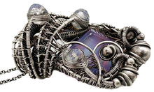 Load image into Gallery viewer, Aurora Opal Pendant: Sterling Silver Wire-Wrapped with Rainbow Moonstone - Heather Jordan Jewelry