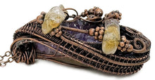 Load image into Gallery viewer, HUGE Amethyst Druzy Pendant with Citrine Nuggets: Copper Wire-Wrapped Geode Jewelry