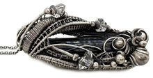 Load image into Gallery viewer, Twinned Vivianite Crystal Wire-Wrapped Pendant in Sterling Silver with Herkimer Diamonds