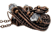 Load image into Gallery viewer, Rainbow Moonstone &amp; Herkimer Diamond Pendant: Bronze Wire Wrap Necklace - Heather Jordan Jewelry