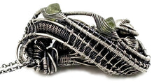 Load image into Gallery viewer, Sikhote-Alin Meteorite Pendant with Peridot, Wire-Wrapped in Sterling Silver