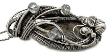 Load image into Gallery viewer, Petoskey Stone and Aquamarine Necklace - Sterling Silver Wire Wrapped Michigan Fossil Pendant - Heather Jordan Jewelry