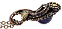 Load image into Gallery viewer, Custom Gemstone Steampunk Pendant, Wire-Wrapped in Bronze