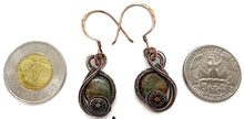 Load image into Gallery viewer, African Green Opal Steampunk Earrings in Bronze