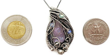 Load image into Gallery viewer, Pink Amethyst Wire-Wrapped Pendant with Rainbow Moonstone in Sterling Silver - Heather Jordan Jewelry