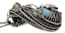 Load image into Gallery viewer, Peruvian Blue and Ethiopian Opal Pendant: Wire-Wrapped Sterling Silver Necklace, October Birthstone