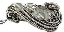 Load image into Gallery viewer, UV-Fluorescent, Mexican Hyalite Opal Wire-Wrapped Pendant in Sterling Silver with Fluorite