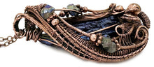 Load image into Gallery viewer, Titanium Aura Kyanite Fan Pendant: Copper Wire-Wrapped with Ti-Aura Quartz Crystals - Heather Jordan Jewelry