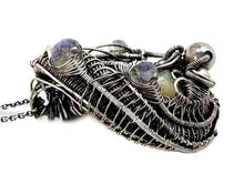 Load image into Gallery viewer, Wire-Wrapped Ethiopian Opal Pendant, Sterling Silver, Rainbow Moonstone Gemstone Jewelry - Heather Jordan Jewelry