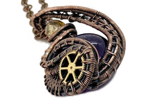 Load image into Gallery viewer, Custom Gemstone Steampunk Pendant, Wire-Wrapped in Bronze