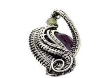 Load image into Gallery viewer, Amethyst Mini Woven Teardrop Pendant with Peridot: Sterling Silver Wire Wrap - Heather Jordan Jewelry