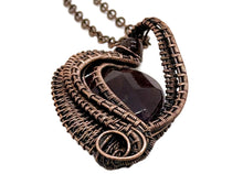 Load image into Gallery viewer, Amethyst Mini Woven Teardrop Pendant with Garnet: Bronze Wire Wrap - Heather Jordan Jewelry
