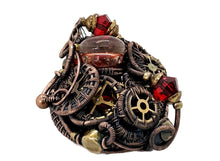 Load image into Gallery viewer, Red Liquid Steampunk Sensory Pendant: Bronze Wire-Wrapped Necklace with Swarovski Crystal - Heather Jordan Jewelry