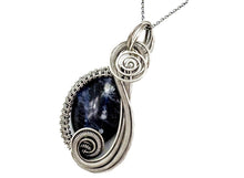 Load image into Gallery viewer, Sodalite Jewelry Set with Swarovski Crystal - Necklace and Earrings Sterling Silver Wire Wrap