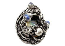 Load image into Gallery viewer, Wire-Wrapped Ethiopian Opal Pendant, Sterling Silver, Rainbow Moonstone Gemstone Jewelry - Heather Jordan Jewelry