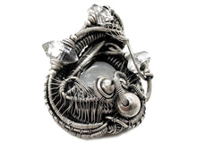 Load image into Gallery viewer, Rainbow Moonstone Pendant with Herkimer Diamonds, Sterling Silver Wire Wrap - Heather Jordan Jewelry