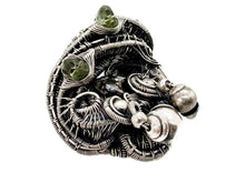 Load image into Gallery viewer, Sikhote-Alin Meteorite Pendant with Peridot, Wire-Wrapped in Sterling Silver - Heather Jordan Jewelry