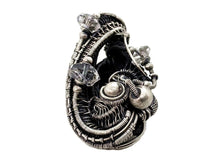 Load image into Gallery viewer, Vivianite Crystal Pendant: Sterling Silver Wire-Wrapped with Herkimer Diamonds, Gothic Gemstone Jewelry - Heather Jordan Jewelry