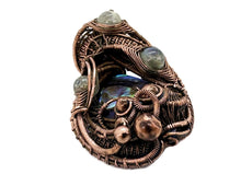 Load image into Gallery viewer, Iridescent Abalone Pua Shell Pendant with Labradorite Copper Wire Wrapped Ocean Jewelry - Heather Jordan Jewelry
