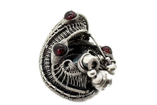 Load image into Gallery viewer, Cultured Black Freshwater Pearl Pendant with Rhodolite Garnet and Sterling Silver Wire Wrap