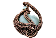 Load image into Gallery viewer, Amazonite Woven Teardrop Pendant with Peruvian Blue Opal: Bronze Wire Wrap